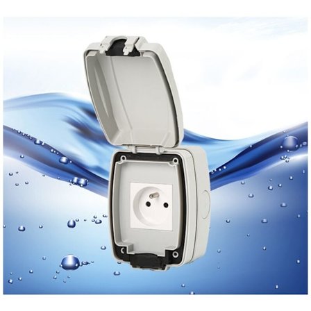 IP66 Vattentät Utomhusuttag, Dammtät Vägguttag, Trädgård Vägg Eluttag för Inomhus och Utomhus (Enkeluttag)