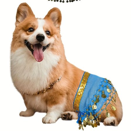 Hund Magedanserkostyme med Paljettbelte og Hoftevrikkende Skjørt - Magedanserantrekk Egnet for Hund til Corgi, Valpebursdager