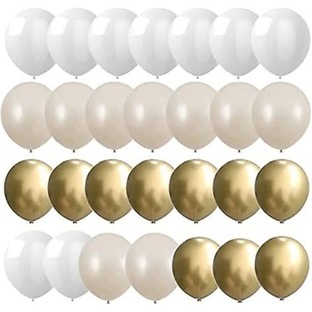 60 stycken ballonger vita guld beige neutrala latexballonger för bröllop födelsedag