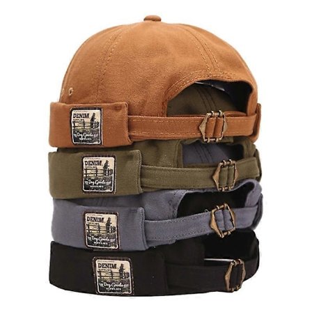 Vintage Docker Kasket Brimløs Hat Åndbar Beanie Hatte Bomuld Retro Justerbar Litterær Udlejer Sømandskasket Kvinder Hip Hop Hat