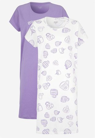 Cellbes of Sweden - Komfortabel nattkjole 2-pack i lilla for damer i størrelse 38/40