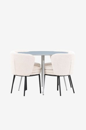 Venture Home - Plaza matbord med Agnes matstol - Vit - Matgrupp 4 personer - Från Homeroom