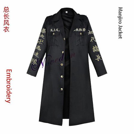Anime Tokyo Revengers Keisuke Baji Chifuyu Matsuno Smiley Ken Tokyo Manji Gang Cosplay Costume Black Embroidery Jacket Uniform -a