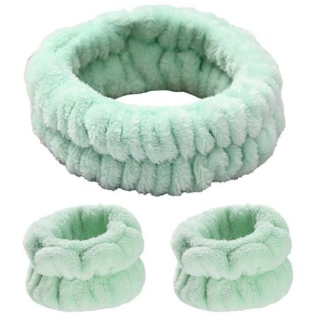 Spa-hovedbånd til kvinder - Mikrofiber-hovedbånd til ansigtsmakeup med grøn