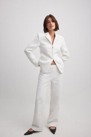 Josefine HJ x NA-KD Pantalon en tweed - Pantalon cigarette - OffBlanc - EU 32