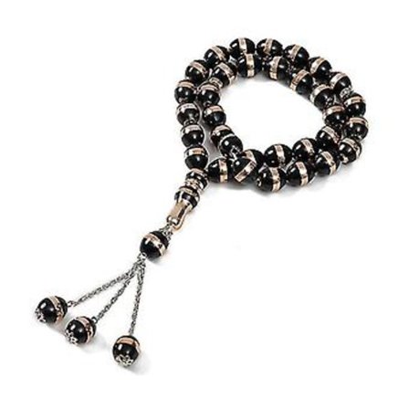 12mm Islamilainen rukousnauha Islam Mu Rukousnauhaketju kaulakoruna (Musta)