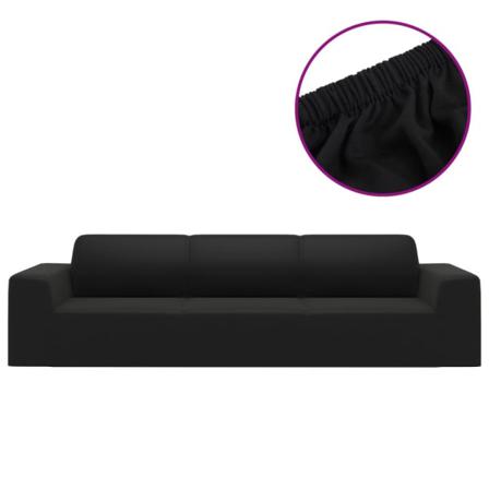 Vidaxl Sofföverdrag 4-sits Med Stretch Svart Polyesterjersey Svart