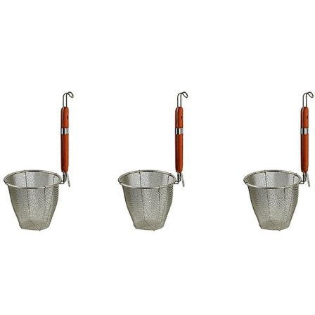 3X Kjøkkenutstyr Dumpling Noodle Mesh Sil med trehåndtak 5.3" x 4.9"