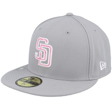 New Era - MLB Šedá fitted Kšiltovka - San Diego Padres MLB22 Mothers Day 59FIFTY Grey Fitted @ Hatstore
