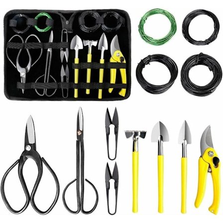 Bonsai Kit 13 delar Bonsai Verktyg med Bonsai Sax, Bonsai Bindtråd, Mini Kratta och Spade, Trädgård Beskärning Sax