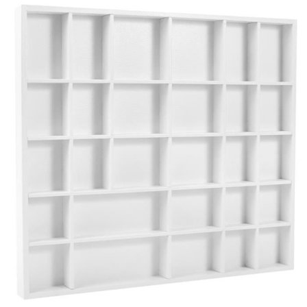 Showcase hvid træhyldebakke - CREATIVE DECO - 28 rum - Opbevaring af smykker og perler
