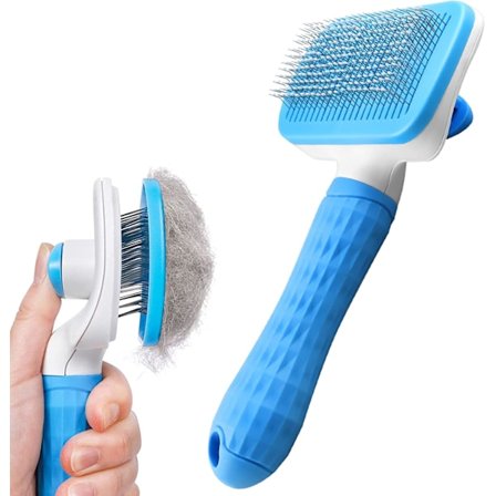 Koiran ja kissan harja, hoitokampa, sileällä kahvalla, lemmikkien hoitotyökalu, irtokarvanpoistoharjalla, hieronnalla, puhtaalla, takkuharjalla