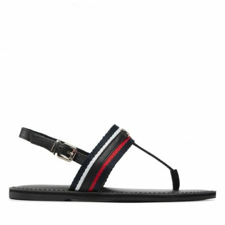 Tommy Hilfiger Corporate Th Webbing Flat Sandal BDS , Zwart , Dames , Maat: 39 EU