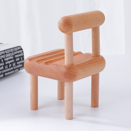 Söt Mini Stol Telefonhållare, Trä Smartphone Stativ, Kompatibel