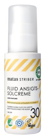 3 for 2 - Matas Striber Fluid Ansigtssolcreme SPF 30 Uden Parfume 50 ml, Skincare, Solpleje, Solcreme