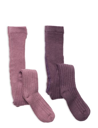 Minymo Wool Stocking - Rib 2-Pack - Purple - 116R
