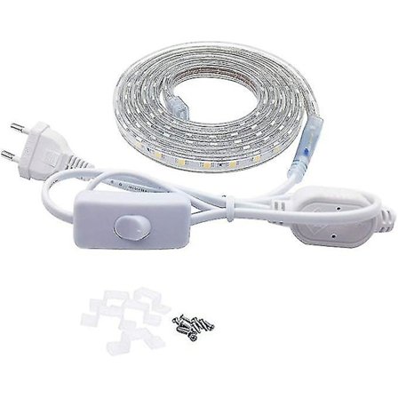 Vandafvisende Ip67 5050 Led-Strips med Afbryder - Varmt Hvidt, 5m Meter