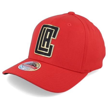 Mitchell & Ness - Los Angeles Clippers Golden Black Stretch Red Adjustable Adjustable Red Cap - NBA @ Hatstore