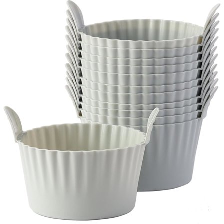 Ramekiner för Air Fryer, Äggformar för Air Fryer, Stora Muffinformar för Air Fryer (12-pack), Grå