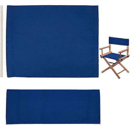 Ersättningsöverdrag för regissörsstol med 2 träpinnar - Marinblå sits & rygg (195-420x530x5-6mm) för smink- & stylingstolar