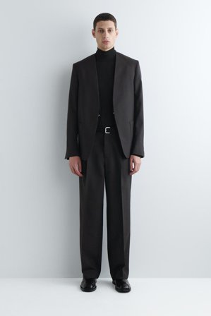 COS Men's Pleated Wool Trousers in Grey