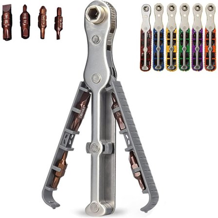 Toveisidig skralle skrutrekkersett, 90 graders rett vinkel fleksibel vinklet skrutrekker, mini skralle nøkkel for stram