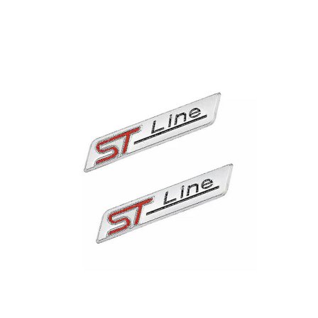 2 x Ford St Line-merke Fiesta Focus St Sølv Krom Metallbelagt Klistremerke Emblem