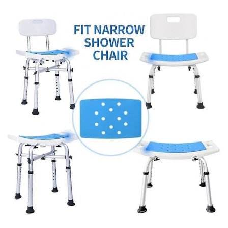 Brusestol til badeværelse, sammenklappelig badestol til ældre - Blå pude-XF12-