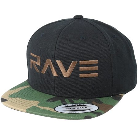 Rave - Svart snapback Keps - Brand Brown Black/Camo Snapback @ Hatstore