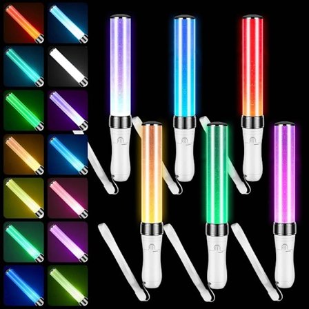 6 pcs Reusable Light Sticks Situations Multicolor LED Flashing Bright Glow Light Sticks for Concert Glow in the Dark Party Favor Supplies