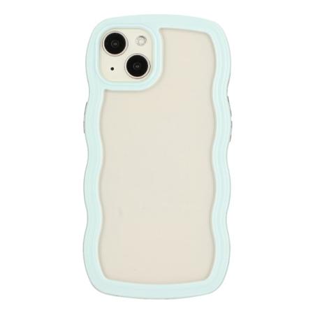 For Iphone 15 Wave Grip Design Telefonfodral Pc + Tpu Skyddande Genomskinligt Skal Baby Blue