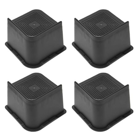 4 STK Sengeforhøjere ABS L Form Anti-Slip Stol Ben Ekstra Løft Møbelforhøjer Stand Blokke til Skrivebord Skab Sofa Borde Sort 10.2cm/4in