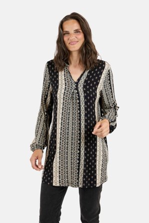 SIGNATURE - Langærmet Tunika - Sort Mix - Mønstret