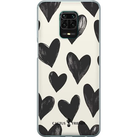 Kompatibelt Mobildeksel til Xiaomi Xiaomi Redmi Note 9 Pro Cactus and Friends - Bold Black Love Pattern