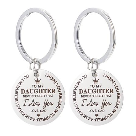 2 stk nøkkelringer Bilnøkler Veskedekorasjoner Nøkkelring Datter Bursdag Smykke Gave Nøkkelring DaughterSi Silver 6X3X0.2CM