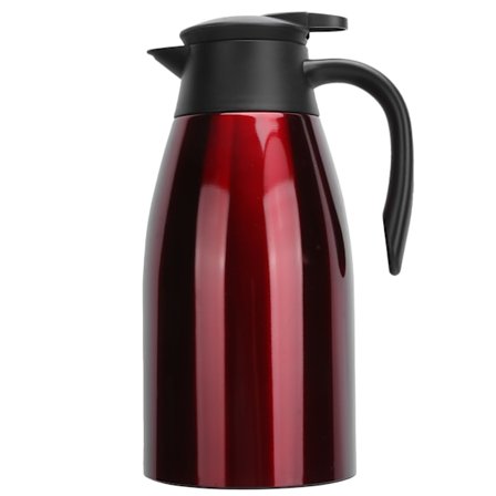 2L Vakuumisolert termokanne i rustfritt stål for hjemmekontor, reise, rød