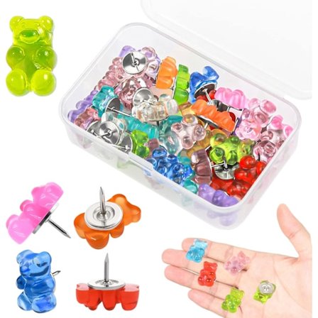 40 kpl nastoja, pieni karhu laatikolla 8,5 x 2,5 cm kouluihin, koteihin, toimistoihin, tee-se-itse-askarteluun, korkkitaululle, ilmoitustaululle