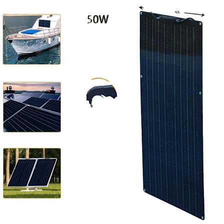 Fleksibelt solpanel, Høj effektivitet på 24%, Letvægts og bærbar,19,8V 50W