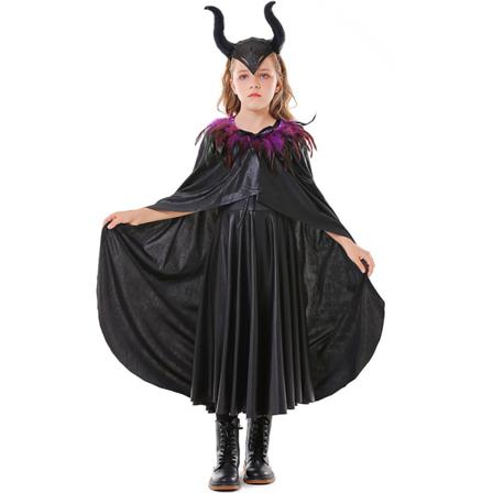Maleficent Kostym Tjejer Cosplay Drottning Kostym Karneval Outfit