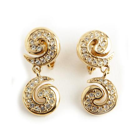 Givenchy Pre-owned, Swirl chrystal earrings Geel, Dames, Maat:ONE Size