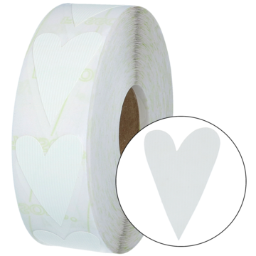 ETIKETT HJERTE STOR HVIT 48X32