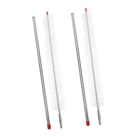 Vaskemaskinebørste med langt håndtag, pakke med 2 nylonbørster, hvid rengøringsbørste til fnug til vaskemaskine i hjemmet (FMY)