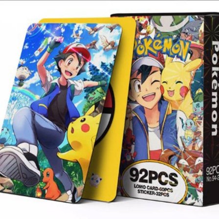 92 Pok e mon Anime Dubbelsidiga Lomo-kort och Mini-klistermärken