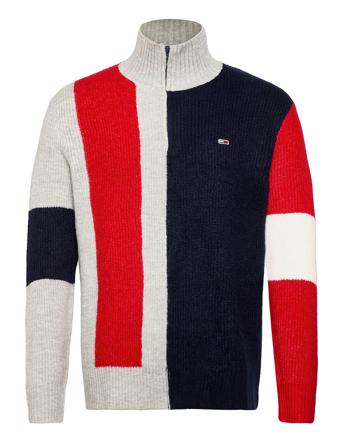 Tjm Colorblock Half Zip Sweater Patterned Tommy Jeans