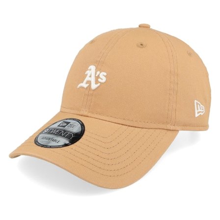 New Era - MLB Beige unconstructed Czapka Z Daszkiem - Oakland Athletics Mini Washed 9TWENTY Dark Sand Dad Cap @ Hatstore