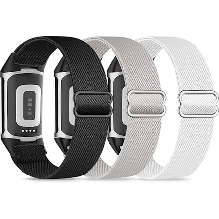 3 armbånd til Fitbit Charge 5/Fitbit Charge 6 for menn og kvinner (svart, hvit, grå)