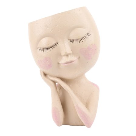 Pigehoved Blomsterpot i Harpiks Ansigt Plantepot Sukkulent Blomsterpot Dekoration til Indendørs Udendørs Lys Farve