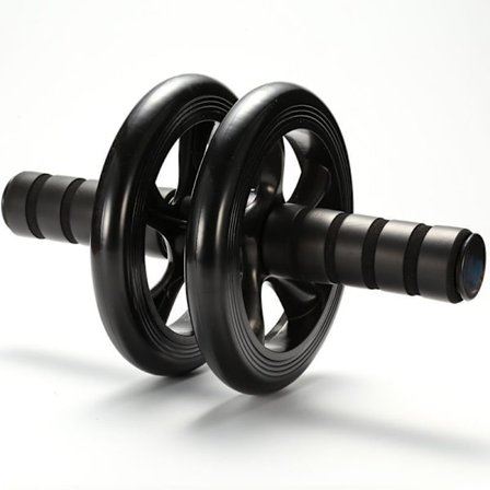 Hjul - Sort mavehjul med knæmåtte Håndtag med behageligt skum, ideel til fitness, mavemuskler