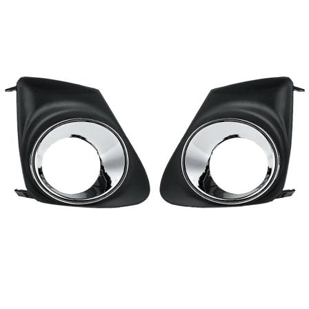 Nytt 1 par svart & krom främre stötfångare dimljusskydd Trim Bezel