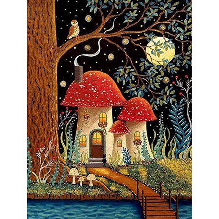Svamp Diamantmålning Set Vuxen (Röd) - 5D Diamantkonst